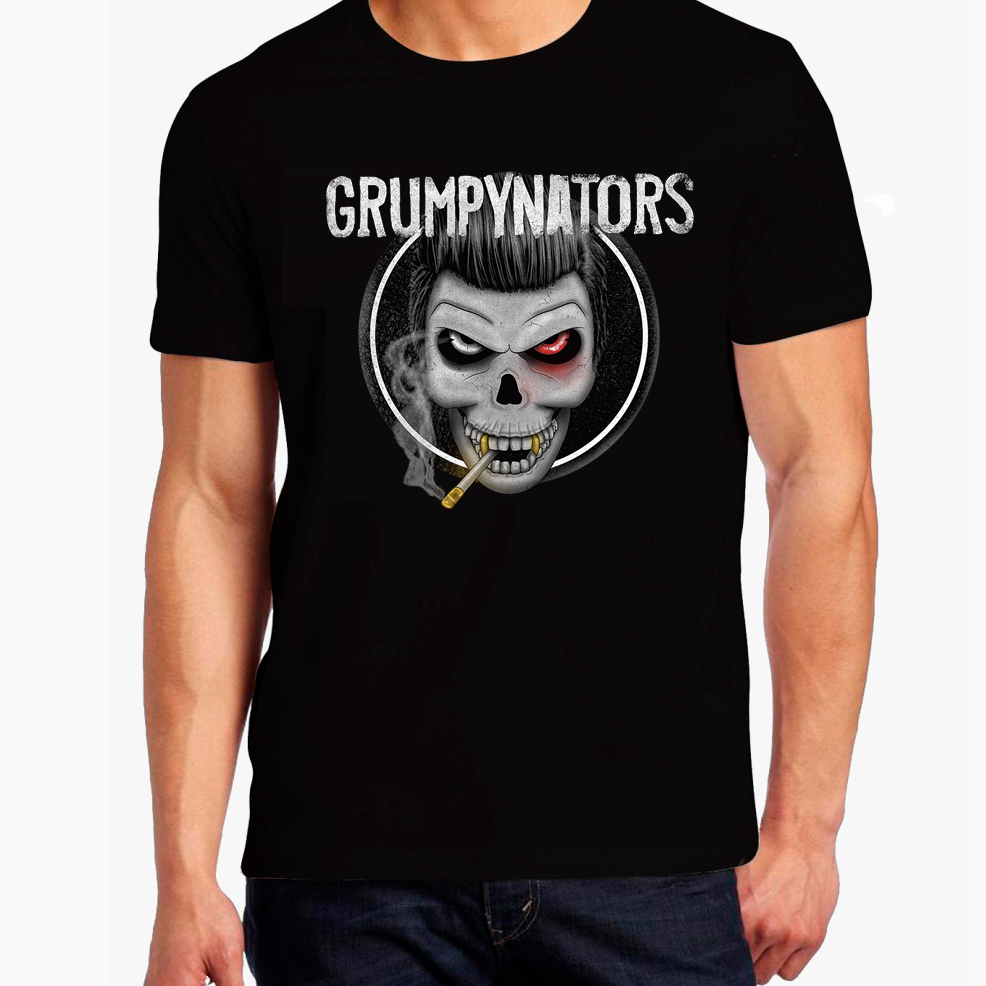 Grumpynators T-shirt - Smoking Skull